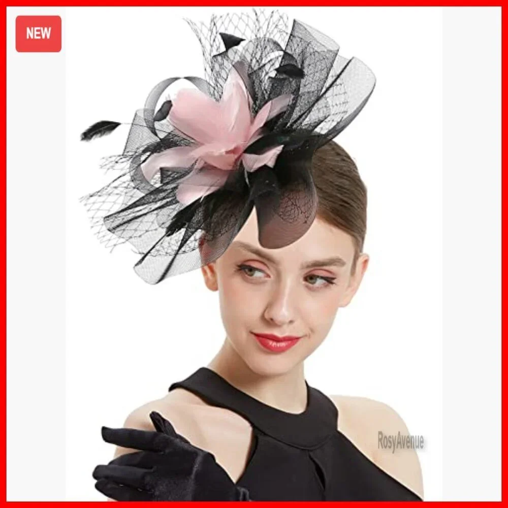 Feather Flower Fascinator Hat with Clip for Derby Wedding Church Tea Party